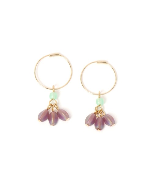 GLOBAL WORK(グローバルワーク)の「Jチェコフープビーズピアス/ 898395(ピアス(両耳用)・レディース・ブルー/パープル系その他2/ホワイト・FREE)」の3枚目の写真