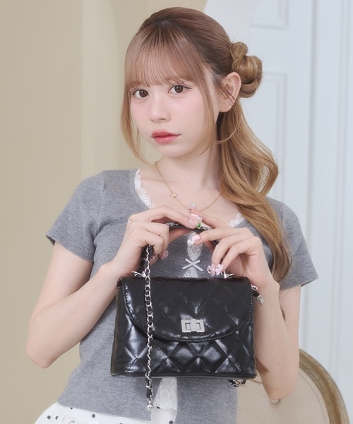 Rmine(アールマイン)の「2WAY キルティング ショルダーバッグ(ショルダーバッグ・レディース・ブラック/アイボリー/イエロー/ピンク・FREE)」の5枚目の写真