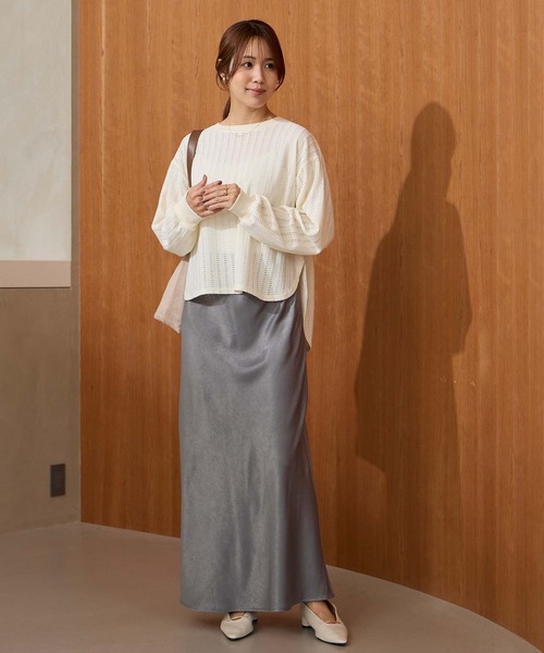 Aunely(オーネリー)の「【Aunely】エアリーアイレットレースプルオーバー<YOSOOIシリーズ>(Tシャツ/カットソー・レディース・ブラウン/カーキ/イエロー/アイボリー/ブラック・M/L)」の10枚目の写真