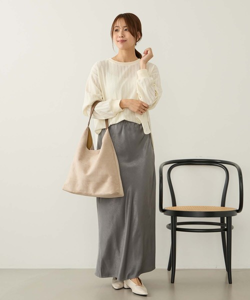 Aunely(オーネリー)の「【Aunely】エアリーアイレットレースプルオーバー<YOSOOIシリーズ>(Tシャツ/カットソー・レディース・ブラウン/カーキ/イエロー/アイボリー/ブラック・M/L)」の14枚目の写真