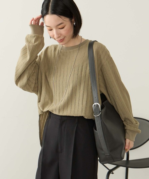 Aunely(オーネリー)の「【Aunely】エアリーアイレットレースプルオーバー<YOSOOIシリーズ>(Tシャツ/カットソー・レディース・ブラウン/カーキ/イエロー/アイボリー/ブラック・M/L)」の21枚目の写真