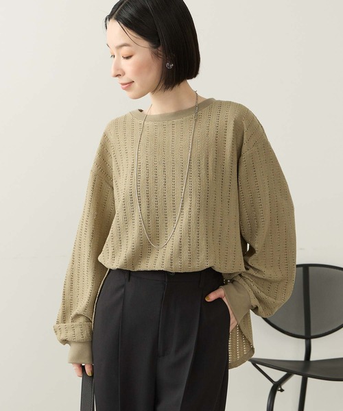 Aunely(オーネリー)の「【Aunely】エアリーアイレットレースプルオーバー<YOSOOIシリーズ>(Tシャツ/カットソー・レディース・ブラウン/カーキ/イエロー/アイボリー/ブラック・M/L)」の22枚目の写真