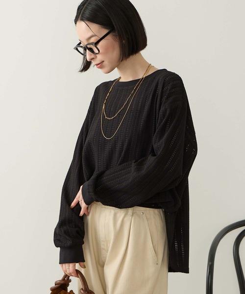 Aunely(オーネリー)の「【Aunely】エアリーアイレットレースプルオーバー<YOSOOIシリーズ>(Tシャツ/カットソー・レディース・ブラウン/カーキ/イエロー/アイボリー/ブラック・M/L)」の15枚目の写真