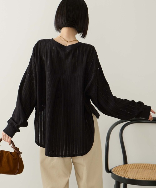 Aunely(オーネリー)の「【Aunely】エアリーアイレットレースプルオーバー<YOSOOIシリーズ>(Tシャツ/カットソー・レディース・ブラウン/カーキ/イエロー/アイボリー/ブラック・M/L)」の18枚目の写真