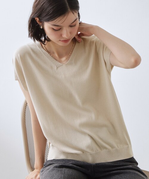 THE SHOP TK (ザ ショップ ティーケー )の「軽い着心地 Vネックニット(ニット/セーター・レディース・ブラック/ダークブラウン/ブルー/ナチュラル/ピンク系その他・99)」の3枚目の写真
