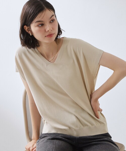 THE SHOP TK （ザ ショップ ティーケー ）の「【さらっとタッチ】Vネックニット（ニット/セーター・レディース・ブラック/ダークブラウン/ブルー/ナチュラル/ピンク系その他・99）」の19枚目の写真