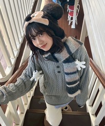 【ユニセックス】ケーブルニットポロニット