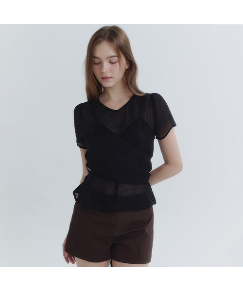 MICANE(ミケーネ)の「ヘベディシアビスチェブラウス(シャツ/ブラウス・レディース・ブラック/ミント/クリーム・1/2/4/3/5)」の2枚目の写真
