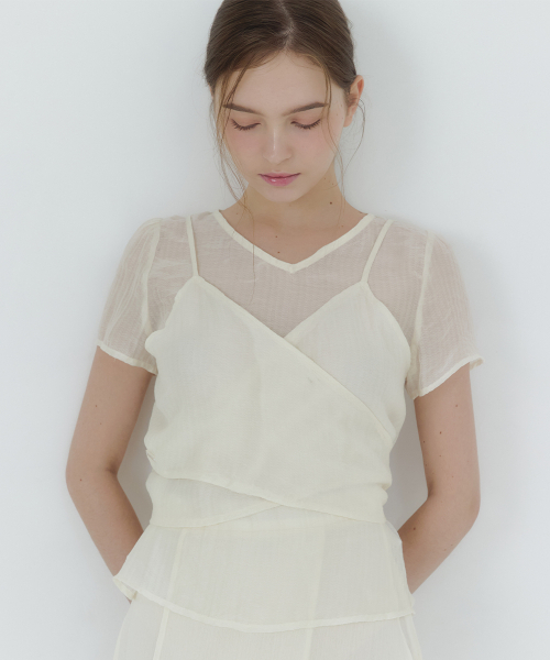 MICANE(ミケーネ)の「ヘベディシアビスチェブラウス(シャツ/ブラウス・レディース・ブラック/ミント/クリーム・1/2/4/3/5)」の4枚目の写真