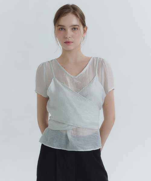 MICANE(ミケーネ)の「ヘベディシアビスチェブラウス(シャツ/ブラウス・レディース・ブラック/ミント/クリーム・1/2/4/3/5)」の7枚目の写真