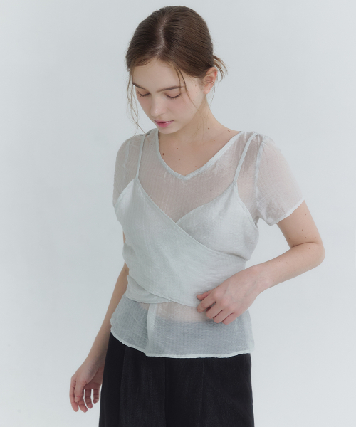 MICANE(ミケーネ)の「ヘベディシアビスチェブラウス(シャツ/ブラウス・レディース・ブラック/ミント/クリーム・1/2/4/3/5)」の8枚目の写真