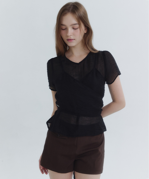 MICANE(ミケーネ)の「ヘベディシアビスチェブラウス(シャツ/ブラウス・レディース・ブラック/ミント/クリーム・1/2/4/3/5)」の11枚目の写真