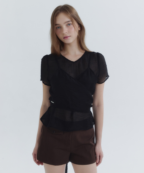 MICANE(ミケーネ)の「ヘベディシアビスチェブラウス(シャツ/ブラウス・レディース・ブラック/ミント/クリーム・1/2/4/3/5)」の12枚目の写真