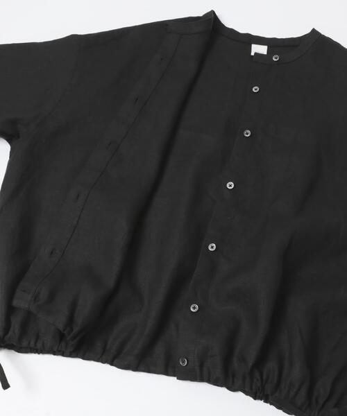 かぐれ(カグレ)の「リネンハーフスリーブシャツ(シャツ/ブラウス・レディース・ブラック/オフホワイト・FREE)」の20枚目の写真
