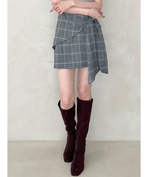 MERCURYDUO(マーキュリーデュオ)の「サイドリボンスカパン(スカート・レディース・ライトグレー/ブラック・SMALL/MEDIUM)」の2枚目の写真
