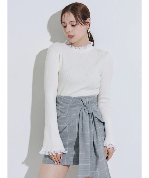 MERCURYDUO(マーキュリーデュオ)の「サイドリボンスカパン(スカート・レディース・ライトグレー/ブラック・SMALL/MEDIUM)」の5枚目の写真