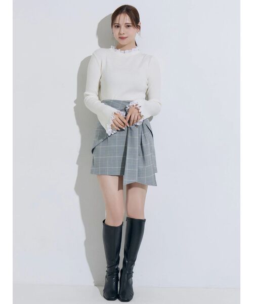 MERCURYDUO(マーキュリーデュオ)の「サイドリボンスカパン(スカート・レディース・ライトグレー/ブラック・SMALL/MEDIUM)」の8枚目の写真