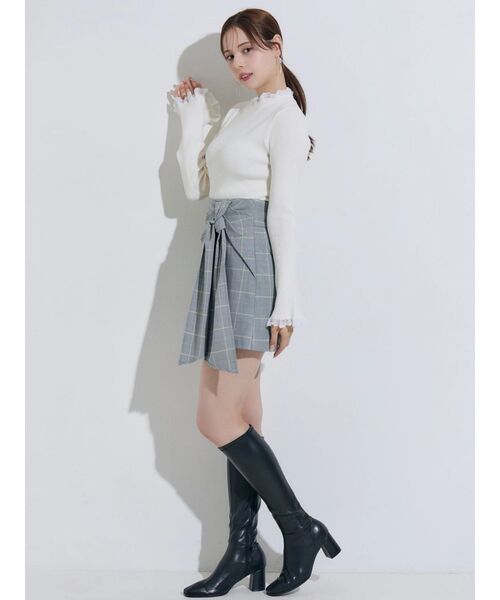MERCURYDUO(マーキュリーデュオ)の「サイドリボンスカパン(スカート・レディース・ライトグレー/ブラック・SMALL/MEDIUM)」の9枚目の写真