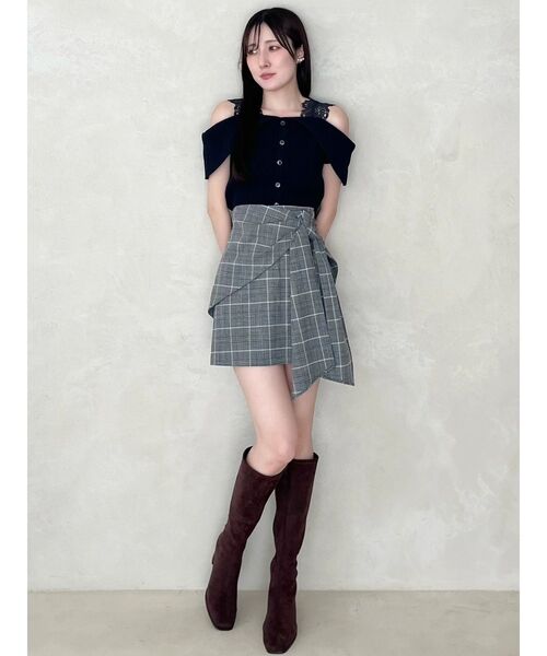 MERCURYDUO(マーキュリーデュオ)の「サイドリボンスカパン(スカート・レディース・ライトグレー/ブラック・SMALL/MEDIUM)」の21枚目の写真