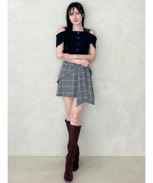MERCURYDUO(マーキュリーデュオ)の「サイドリボンスカパン(スカート・レディース・ライトグレー/ブラック・SMALL/MEDIUM)」の22枚目の写真