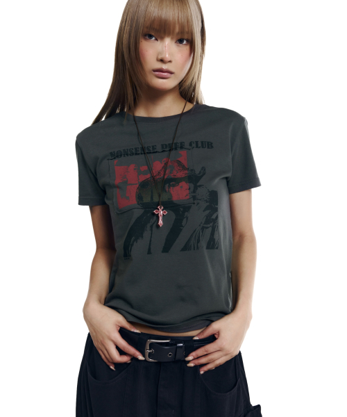 AAKAM(アーカム)の「Nonsense Puff Club Half Top (Dark Gray)(Tシャツ/カットソー・レディース・その他・1/2/3)」の4枚目の写真