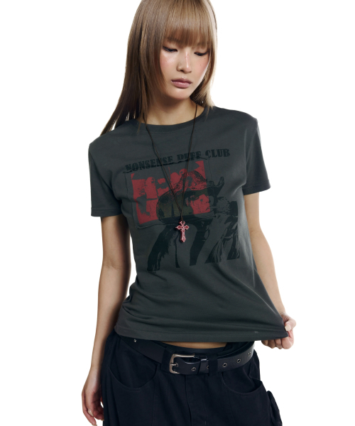 AAKAM(アーカム)の「Nonsense Puff Club Half Top (Dark Gray)(Tシャツ/カットソー・レディース・その他・1/2/3)」の5枚目の写真