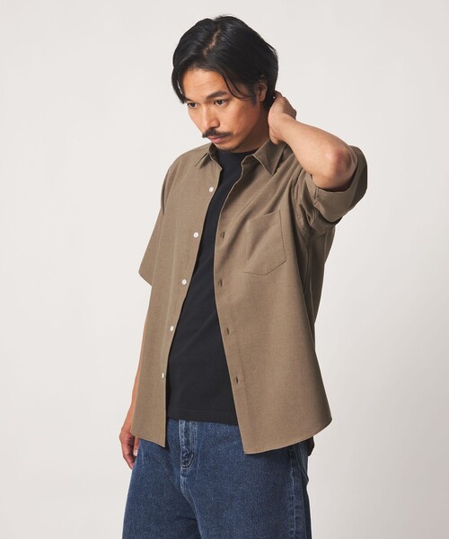 A DAY IN THE LIFE UNITED ARROWS（アデイインザライフユナイテッドアローズ）の「ウールライク リラックス レギュラーカラーシャツ-吸水速乾-＜A DAY IN THE LIFE＞（シャツ/ブラウス・メンズ・ライトブルー/ベージュ/ネイビー/オレンジ・M/L/XL）」の8枚目の写真