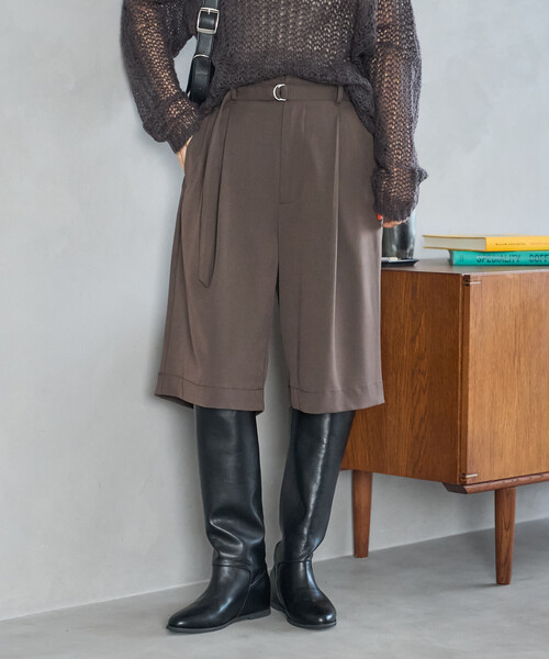 FREAK'S STORE（フリークスストア）の「ベルト付き タック ハーフパンツ（その他パンツ・レディース・ブラウン/チャコールグレー・ﾌﾘ-）」の8枚目の写真