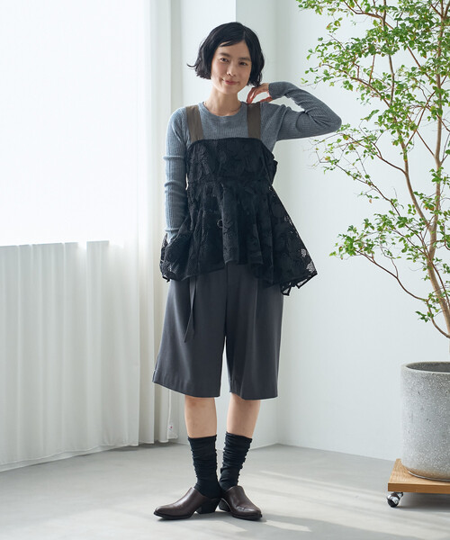 FREAK'S STORE（フリークスストア）の「ベルト付き タック ハーフパンツ（その他パンツ・レディース・ブラウン/チャコールグレー・ﾌﾘ-）」の11枚目の写真