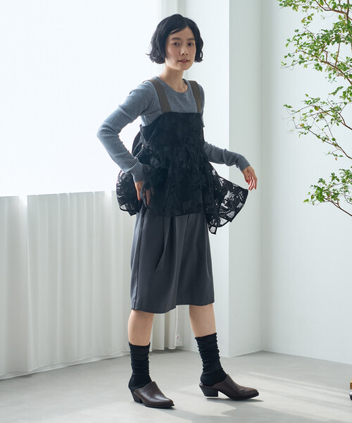FREAK'S STORE（フリークスストア）の「ベルト付き タック ハーフパンツ（その他パンツ・レディース・ブラウン/チャコールグレー・ﾌﾘ-）」の13枚目の写真