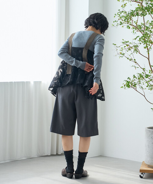 FREAK'S STORE（フリークスストア）の「ベルト付き タック ハーフパンツ（その他パンツ・レディース・ブラウン/チャコールグレー・ﾌﾘ-）」の14枚目の写真