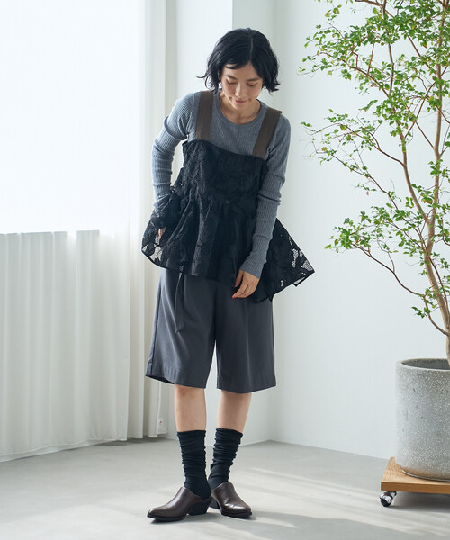 FREAK'S STORE（フリークスストア）の「ベルト付き タック ハーフパンツ（その他パンツ・レディース・ブラウン/チャコールグレー・ﾌﾘ-）」の15枚目の写真