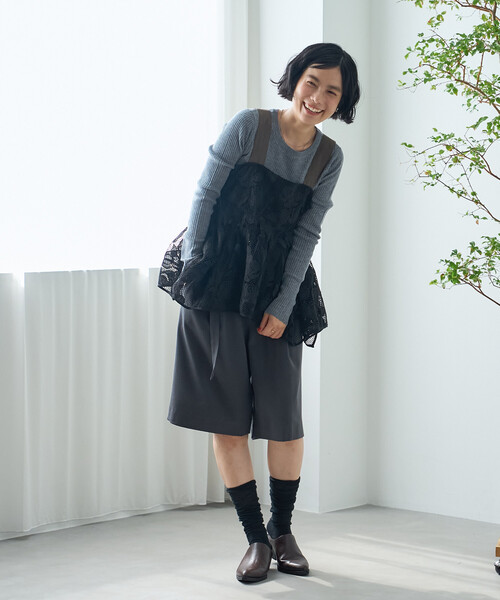 FREAK'S STORE（フリークスストア）の「ベルト付き タック ハーフパンツ（その他パンツ・レディース・ブラウン/チャコールグレー・ﾌﾘ-）」の16枚目の写真