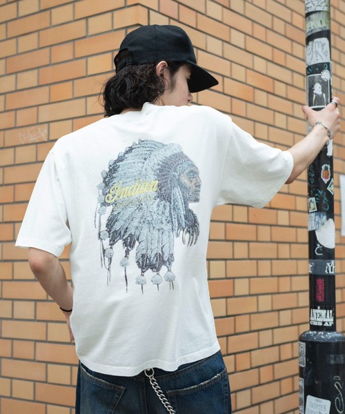 INDIAN(インディアン)の「WEGO/IndianグラフィックT(Tシャツ/カットソー・メンズ・ブラック/アイボリー・MEDIUM/LARGE)」の16枚目の写真