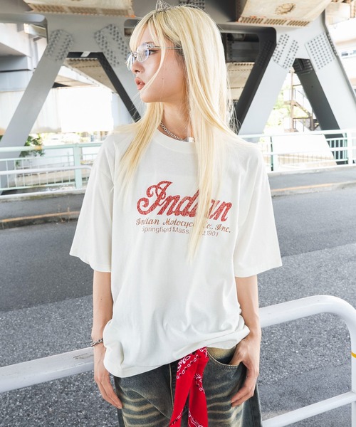 INDIAN(インディアン)の「WEGO/IndianグラフィックT(Tシャツ/カットソー・メンズ・ブラック/アイボリー・MEDIUM/LARGE)」の3枚目の写真