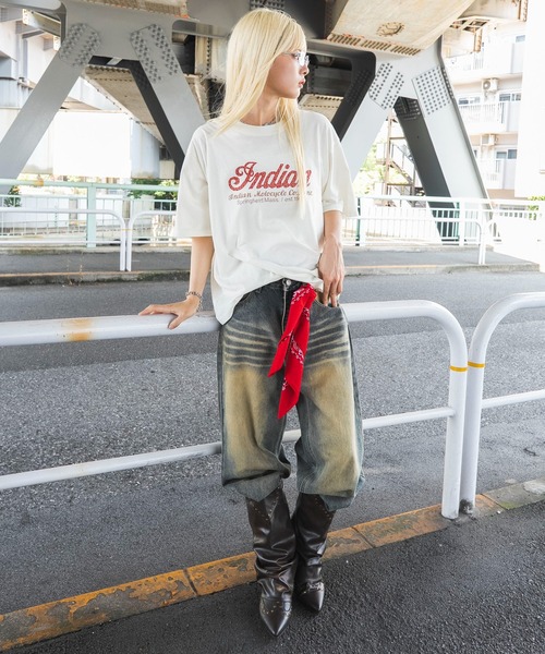 INDIAN(インディアン)の「WEGO/IndianグラフィックT(Tシャツ/カットソー・メンズ・ブラック/アイボリー・MEDIUM/LARGE)」の5枚目の写真