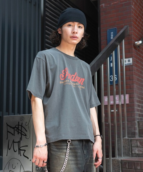 INDIAN(インディアン)の「WEGO/IndianグラフィックT(Tシャツ/カットソー・メンズ・ブラック/アイボリー・MEDIUM/LARGE)」の6枚目の写真