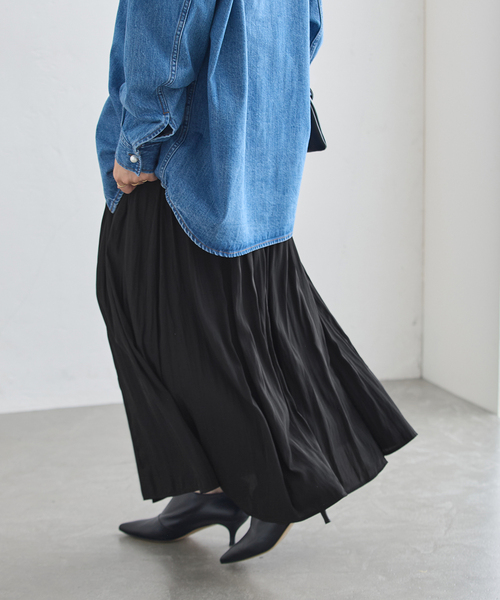journal standard L'essage(ジャーナルスタンダードレサージュ)の「《手洗い可》デシンスカート(スカート・レディース・ブラウン/ブラック・38/36)」の5枚目の写真