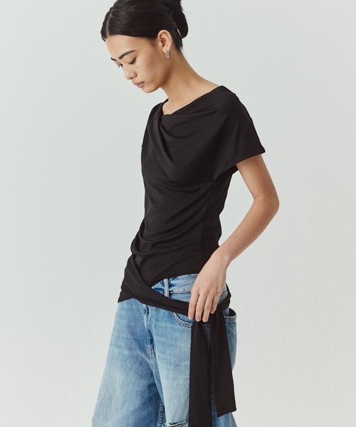kiehtova（キエトヴァ）の「【kiehtova】SIENA DRAPE TOPS/シエナ ドレープトップス KTWR72（Tシャツ/カットソー・レディース・ホワイト/ブラウン/ブラック・FREE）」の19枚目の写真
