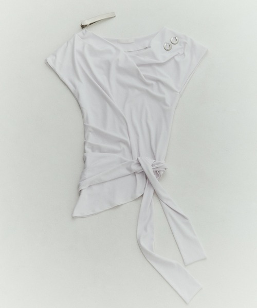 kiehtova（キエトヴァ）の「【kiehtova】SIENA DRAPE TOPS/シエナ ドレープトップス KTWR72（Tシャツ/カットソー・レディース・ホワイト/ブラウン/ブラック・FREE）」の10枚目の写真