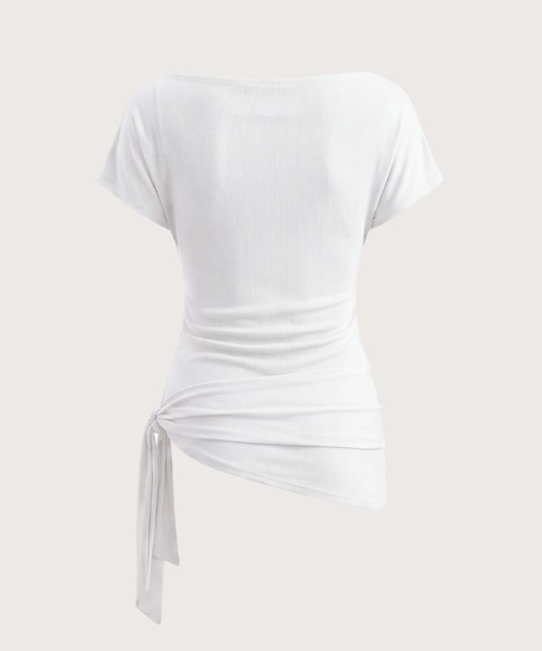 kiehtova（キエトヴァ）の「【kiehtova】SIENA DRAPE TOPS/シエナ ドレープトップス KTWR72（Tシャツ/カットソー・レディース・ホワイト/ブラウン/ブラック・FREE）」の12枚目の写真