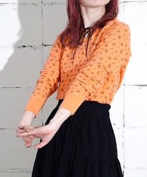 "04"≪JEMORGAN≫パックT ワッフル 花柄 長袖Tシャツ ピグメント染め