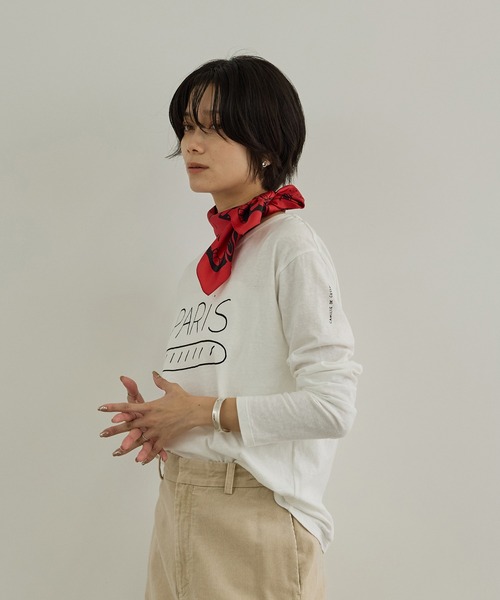 SALON adam et rope'（サロン アダム エ ロペ）の「【Camille de Cussac for SALON】アートプリントロングスリーブTシャツ（Tシャツ/カットソー・レディース・ホワイト系その他2/ホワイト系その他/ホワイト・FREE）」の9枚目の写真