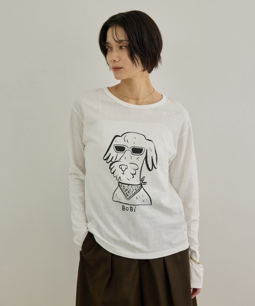 SALON adam et rope'（サロン アダム エ ロペ）の「【Camille de Cussac for SALON】アートプリントロングスリーブTシャツ（Tシャツ/カットソー・レディース・ホワイト系その他2/ホワイト系その他/ホワイト・FREE）」の10枚目の写真
