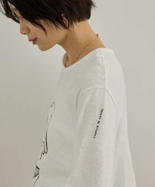SALON adam et rope'（サロン アダム エ ロペ）の「【Camille de Cussac for SALON】アートプリントロングスリーブTシャツ（Tシャツ/カットソー・レディース・ホワイト系その他2/ホワイト系その他/ホワイト・FREE）」の12枚目の写真
