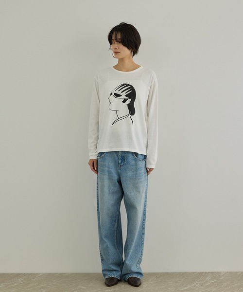 SALON adam et rope'（サロン アダム エ ロペ）の「【Camille de Cussac for SALON】アートプリントロングスリーブTシャツ（Tシャツ/カットソー・レディース・ホワイト系その他2/ホワイト系その他/ホワイト・FREE）」の16枚目の写真