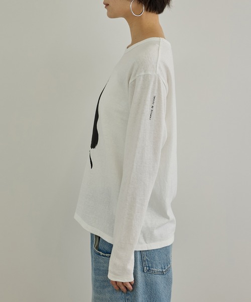 SALON adam et rope'（サロン アダム エ ロペ）の「【Camille de Cussac for SALON】アートプリントロングスリーブTシャツ（Tシャツ/カットソー・レディース・ホワイト系その他2/ホワイト系その他/ホワイト・FREE）」の18枚目の写真