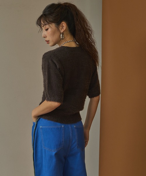 bohmal(ボマール)の「フェザー半袖プルオーバーニット(ニット/セーター・レディース・ブラウン/チャコールグレー・FREE)」の16枚目の写真
