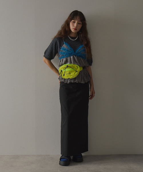 bohmal(ボマール)の「フェザー半袖プルオーバーニット(ニット/セーター・レディース・ブラウン/チャコールグレー・FREE)」の8枚目の写真