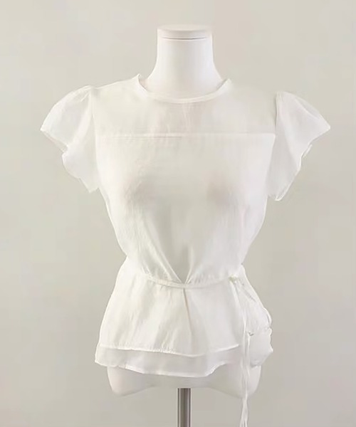 Girly Doll(ガーリードール)の「ダブルヘム半袖シアーブラウス(その他トップス・レディース・ホワイト/ブラック・FREE)」の22枚目の写真
